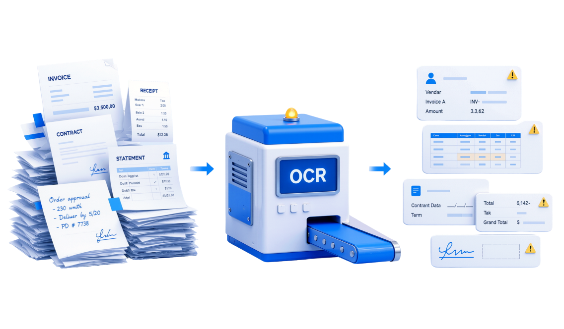 Documents flowing into an OCR system